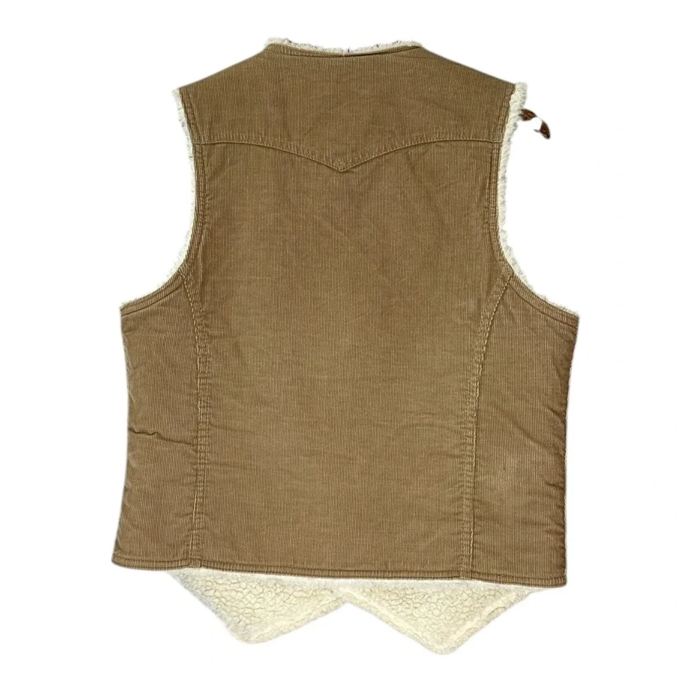 Levi's Mens Sherpa‎ Lined Corduroy Vest M Brown Snap Front Western Retro Classic